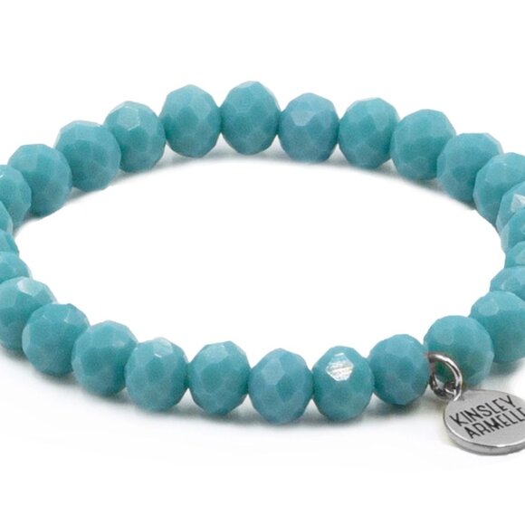 RETAIL $20 Kinsley Armelle Halo Collection Azure Beaded Bracelet*Velvet Pouch - Picture 1 of 3